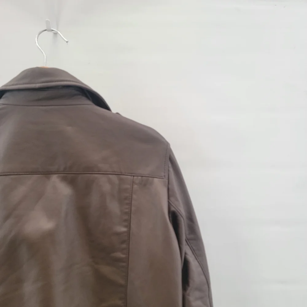 Quince Mocha Brown Leather Moto Biker Jacket Size Large Timeless Minimalist - Picture 14 of 16